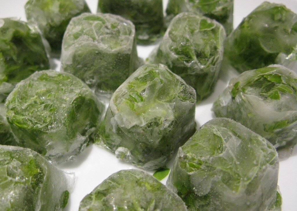 basil ice cubes