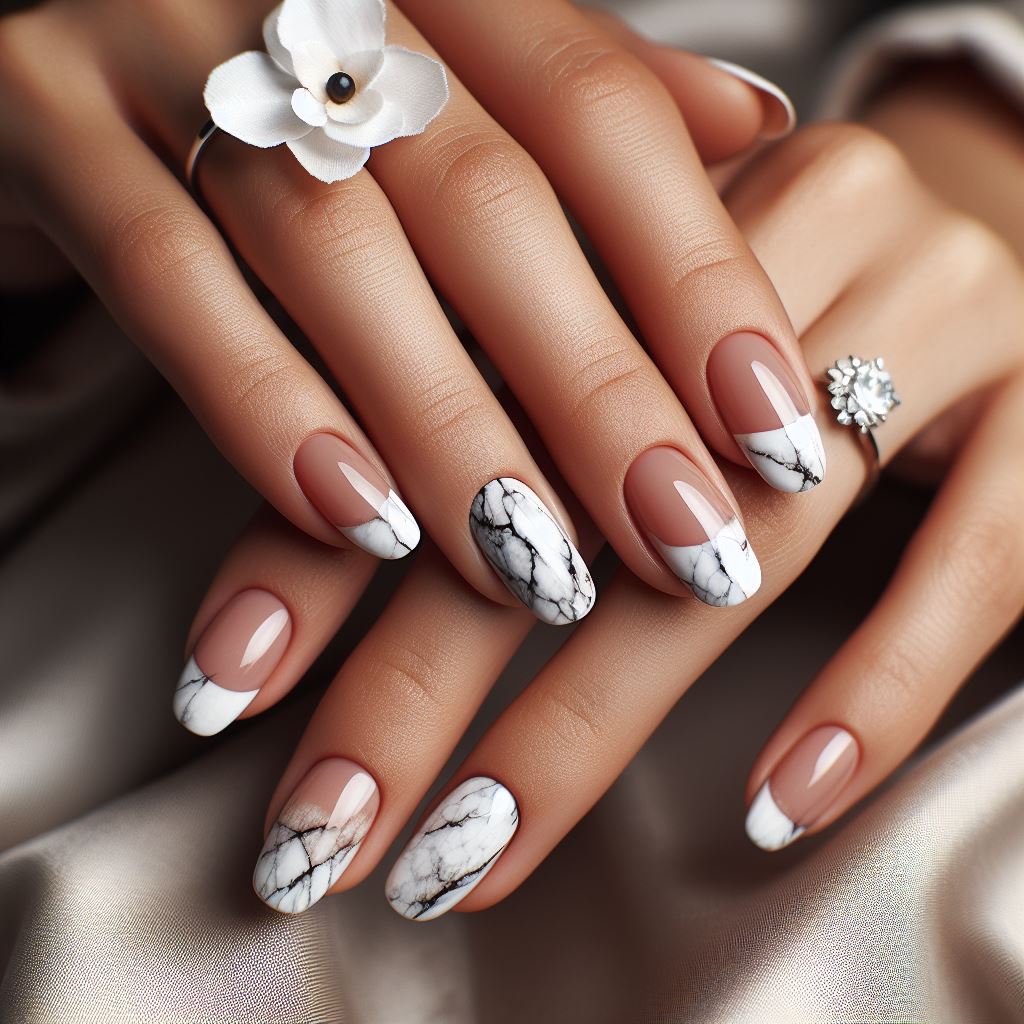 French Marble Nails