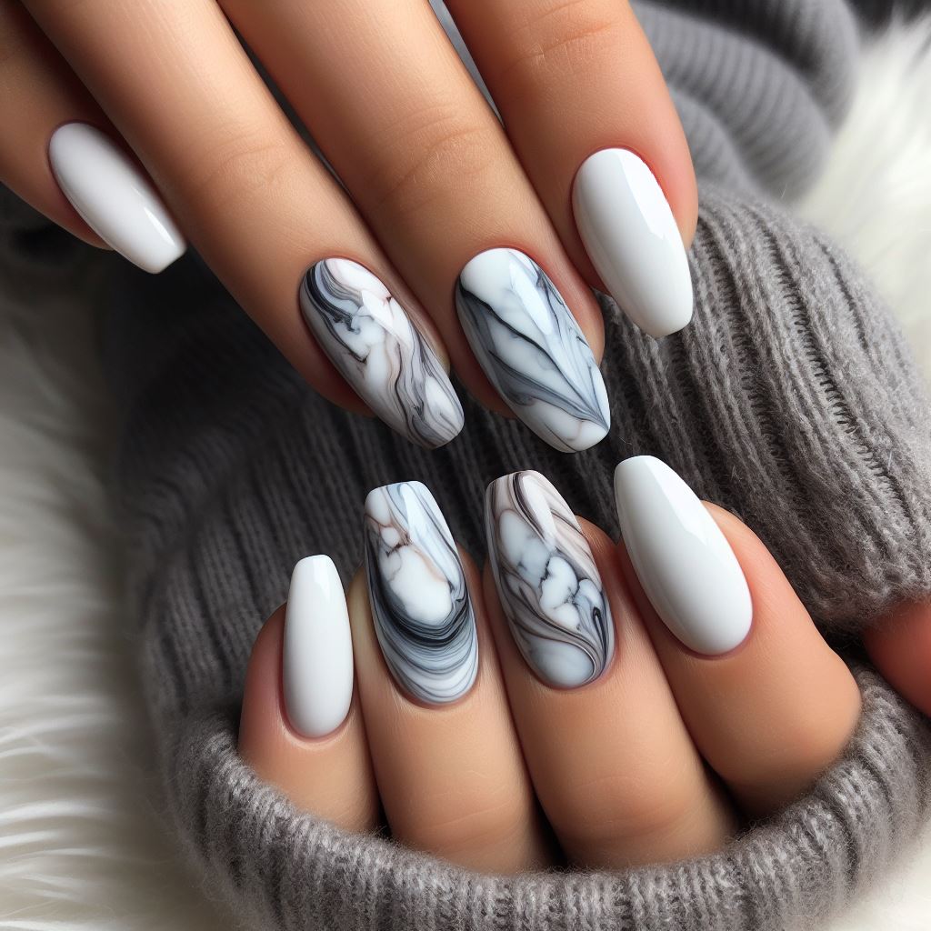 White and Gray Nails