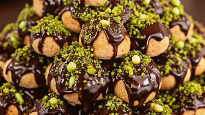 Dubai Profiteroles with Chocolate & Pistachio