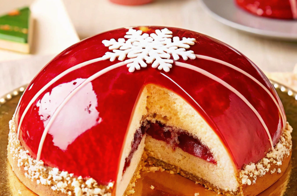 Elegant Raspberry Mirror Glaze Dome