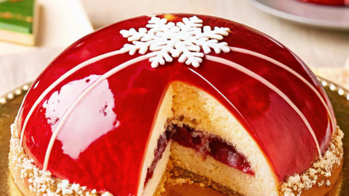 Elegant Raspberry Mirror Glaze Dome