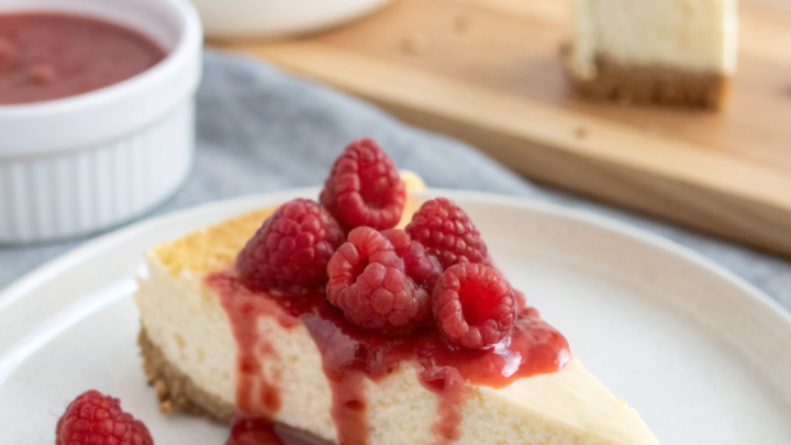 Classic Cheesecake with Fresh Raspberry Sauce