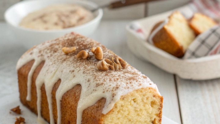 Homemade Eggnog Pound Cake with Vanilla Glaze