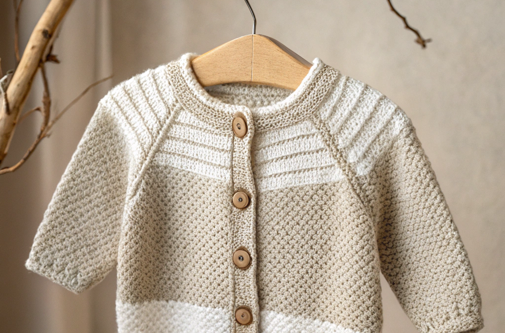 Knit a Classic Color Block Baby Cardigan