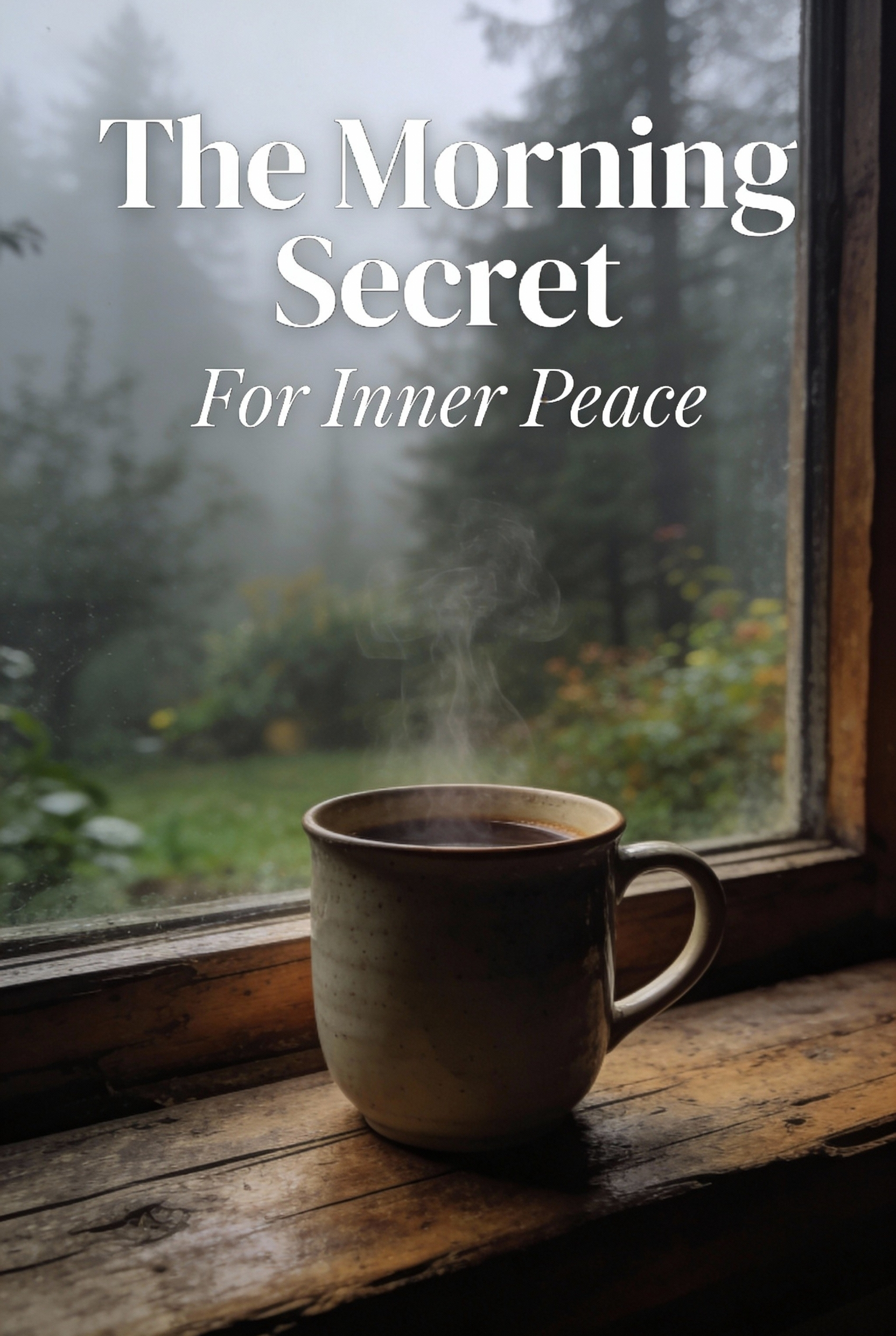 Morning Intentions: 5 Habits to Start Your Day with Peace and Purpose 5 Steaming coffee cup on a window sill with a foggy forest view, representing the secret to inner peace.