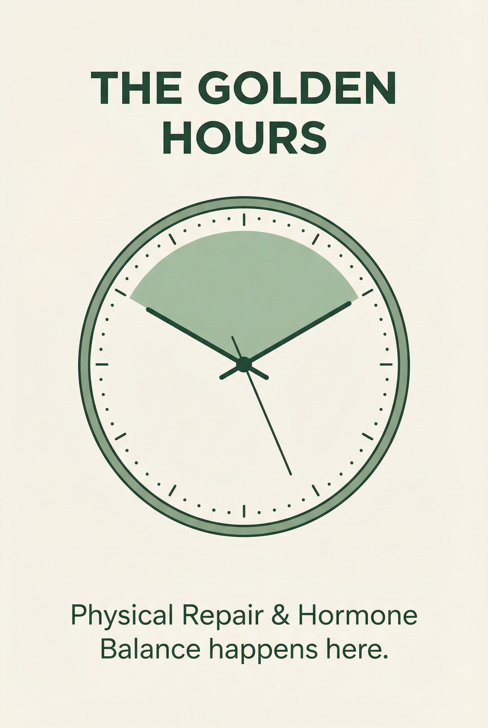 Analog clock illustration highlighting 10 PM to 2 AM as the golden hours for physical repair.