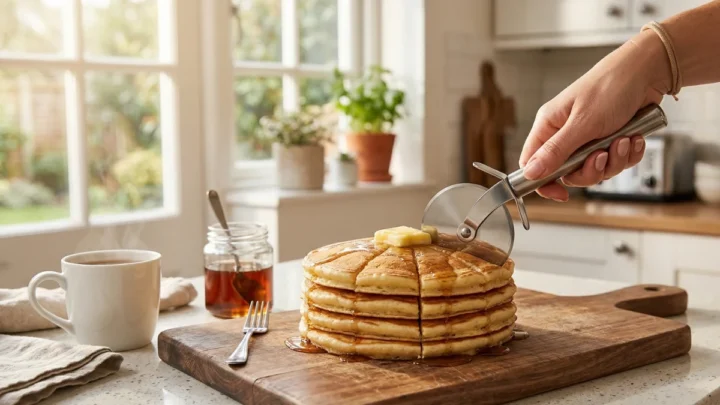 The “Pizza Wheel” Hack for Cutting Pancakes and Waffles Fast