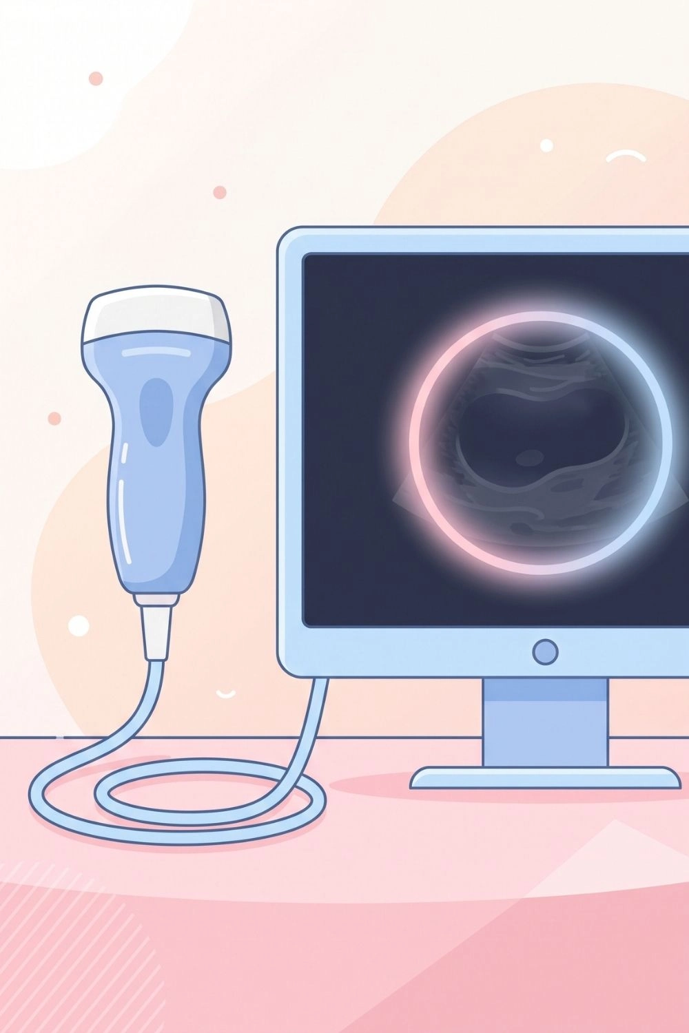 Ultrasound wand and screen illustration