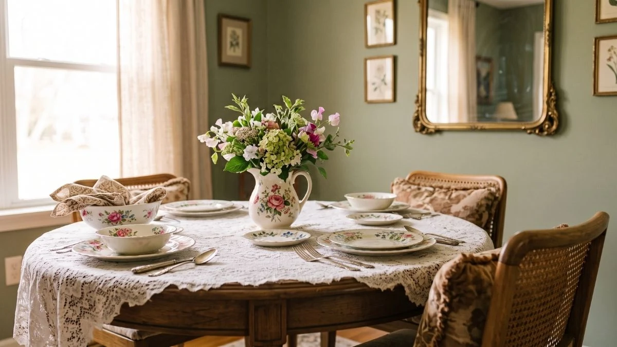 7 Grandmillennial Dining Room Ideas with Lace Table Linens 1 7 Grandmillennial Dining Room Ideas with Lace Table Linens
