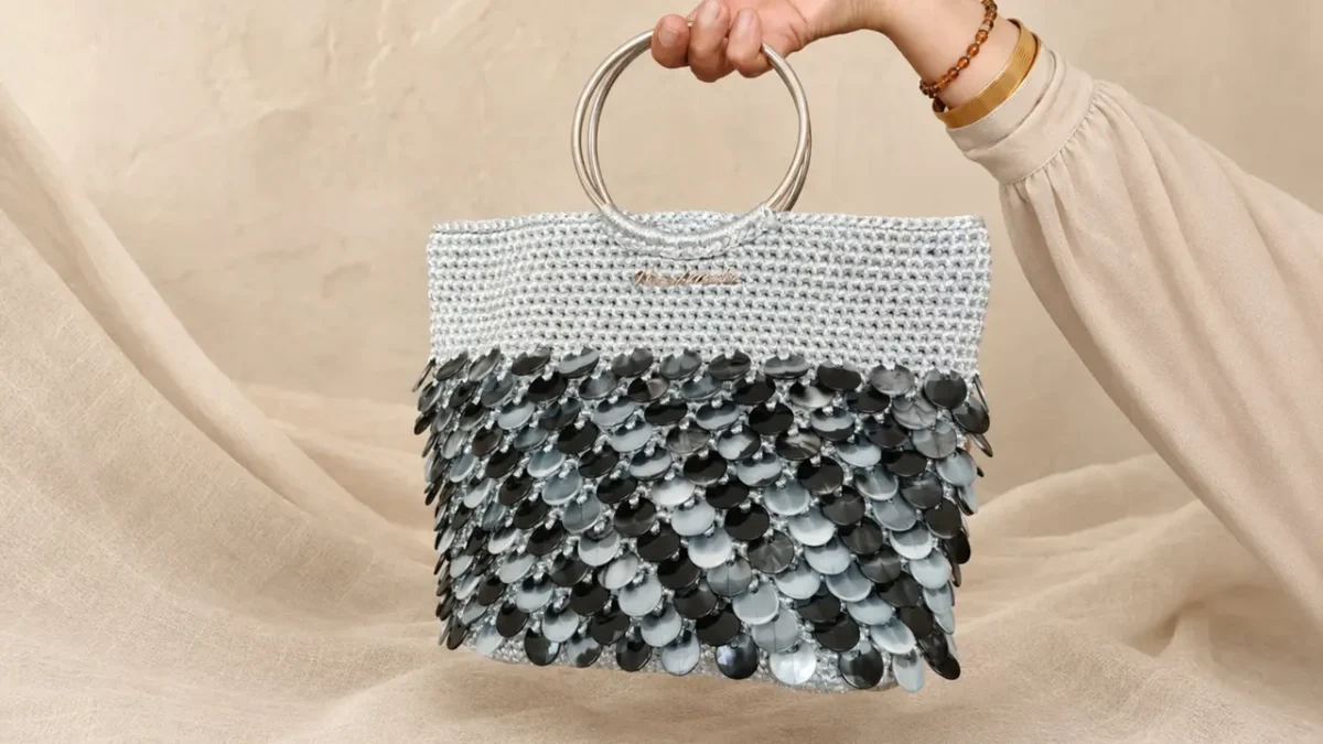 This Silver Crochet Bag Makes Handmade Texture Feel Polished