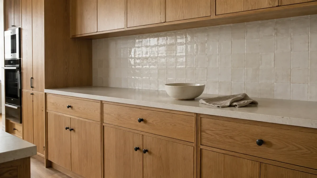 Warm-Wood Kitchens Need Contrast—5 Countertop and Backsplash Pairings That Keep Them Light