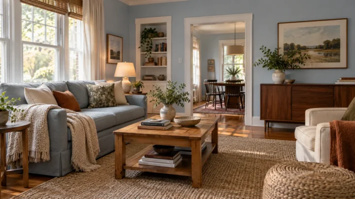 Cool Blue Isn’t Just for Summer—How to Warm Up an Icy Blue Room for Fall