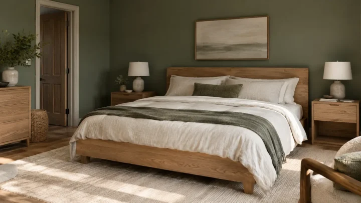 Jade + Warm Wood May Be 2026’s Calmest Color Pairing for Bedrooms